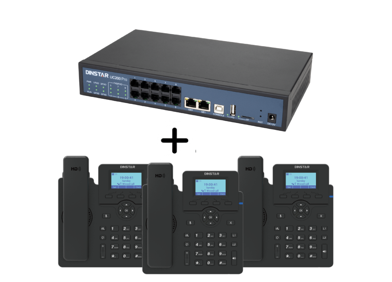 Pack Téléphonie IP Dinstar UC200 Pro + 3x C60GP – Solution IPBX VoIP pour PME